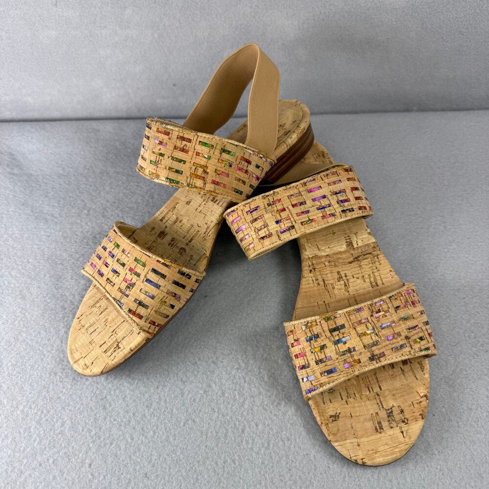 Vaneli Cork sling back sandals - flats neutral tan open toe strappy size 9Narrow